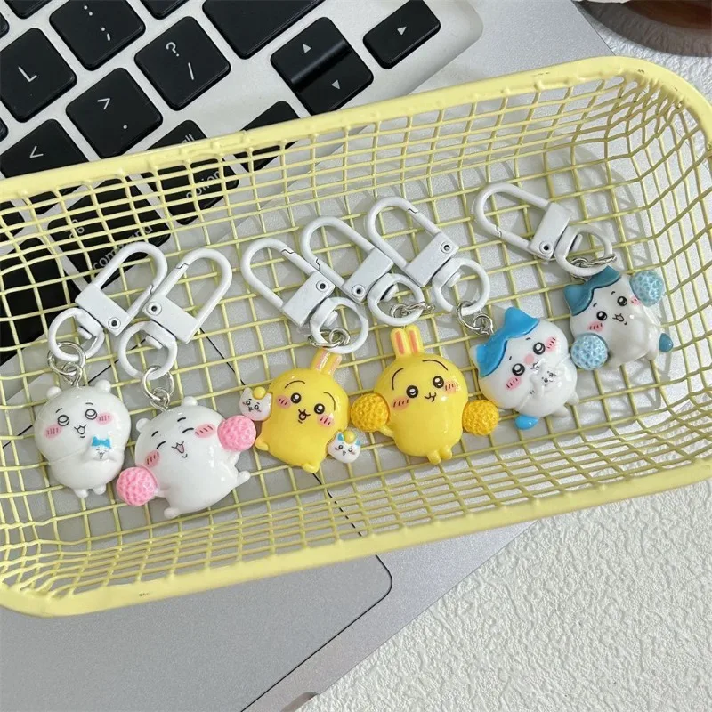 6pcs Hot Chiikawa Hachiware Usagi Mini Keychain Cartoon Resin Keychains Set Cute Bag Charm Hanging Gifts Toys