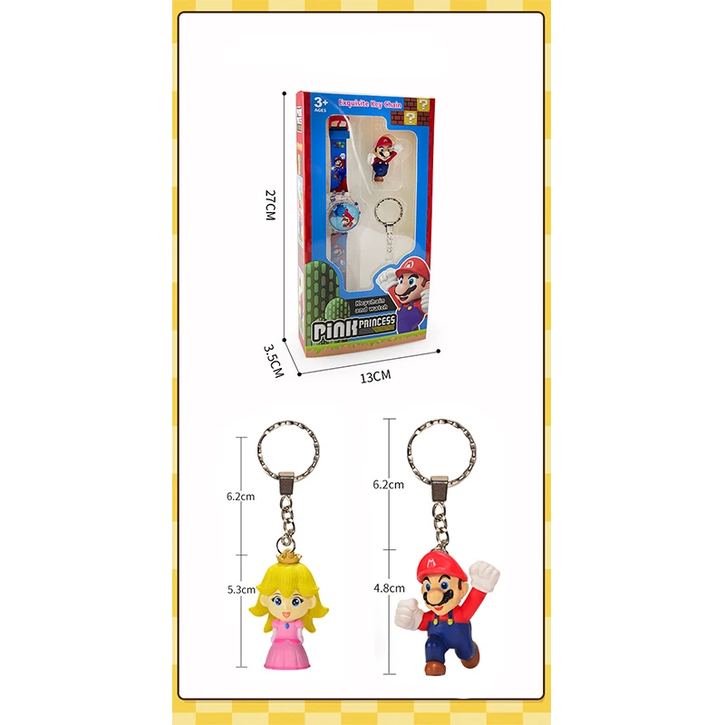 Super Mario Bros Children Watches Anime Luminous Music Electronic Watch Cartoon Cute School Bag Pendant Birthday Christmas Gifts