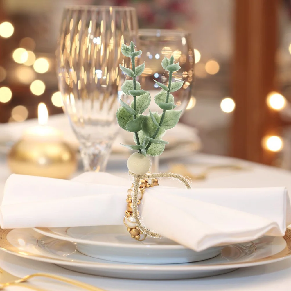 

6pcs Wooden Bead Napkin Rings Rustic Farmhouse Table Decor For Wedding Christmas Party Centerpiece Dining Decoration Home
