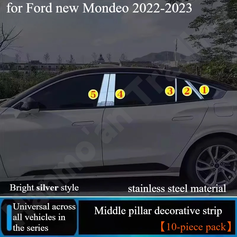 

for Ford Mondeo 2022-2023 Sports version window trim Black Warrior car window bright strip