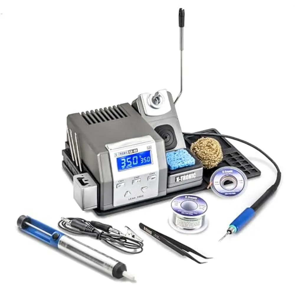 85W Precision Micro Soldering Station with 3 Cartridges Quick-Change Remover Programmable Temp Presets ESD Safe Anti-Static