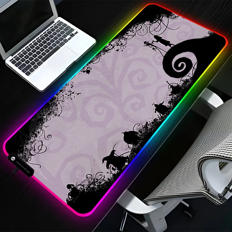 

RGB LED Mouse Pad Rubber Mousepad Computer Gaming Accessories Keyboard Pad Office Decoracion Desk J-jack S-skellington Mouse Mat