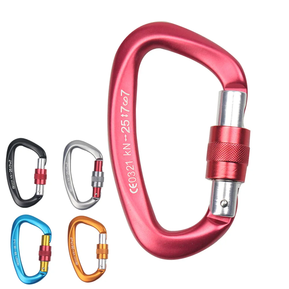 

25KN Professional Carabiner Climbing Key Hooks High Quality D Shape Aluminum Security Master Lock Outdoor Ascend Tool