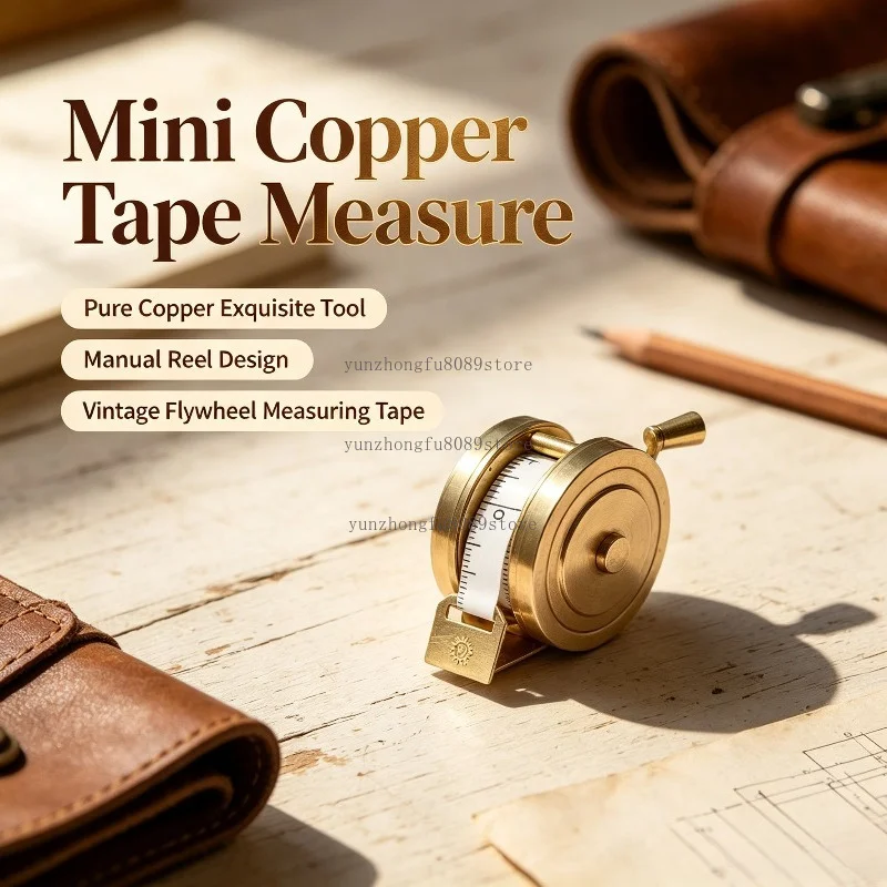 Mini Copper Tape Measure, Pure Copper Exquisite Tool, Vintage Flywheel Measuring Tape