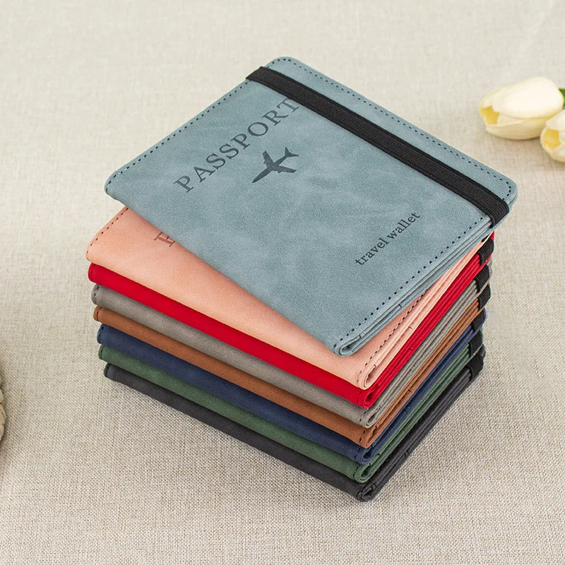 

Pressure change strap PU leather RFID passport bag cover clip travel wallet ID bag