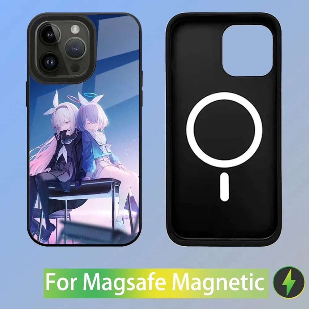 Blauw Archief Game Telefoonhoesje voor iPhone 16,15,14,13,12,11,Plus,Pro,Max Mini Magsafe Magnetisch Draadloos Opladen