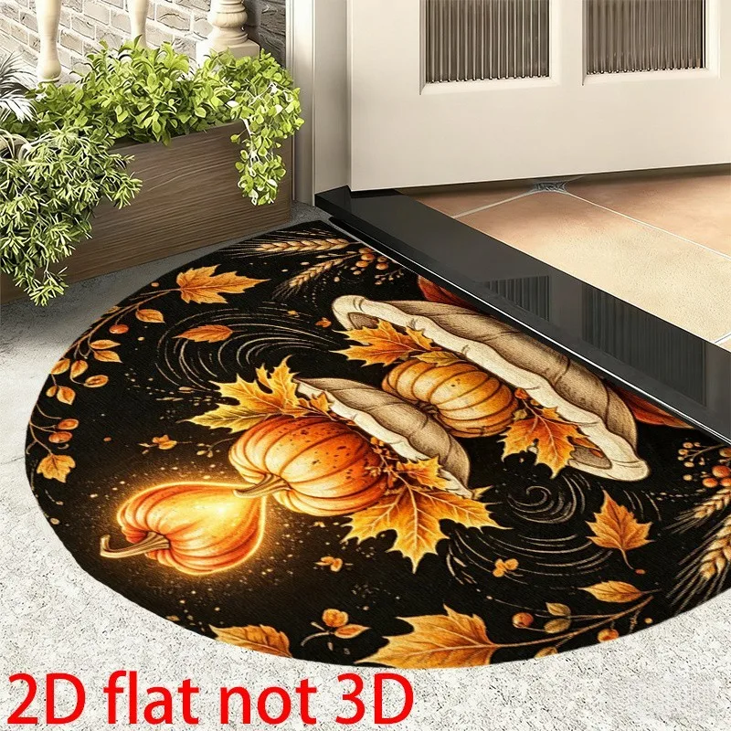 Luxury Christmas Half Round Doormat Red Poinsettia Floral Semicircle Carpet For Living Room Bedroom Front Door Welcome Floor Mat