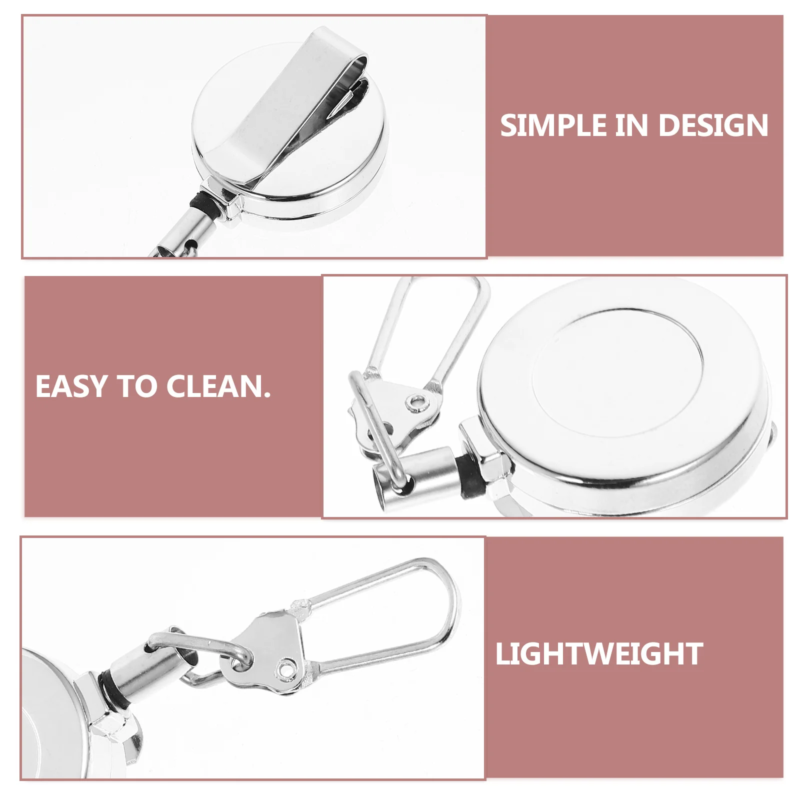 

5Pcs Anti-Theft Badge Holder Black Metal Reel Clip Portable for Nurses Office Staff Students Id Badge Card Key Tag