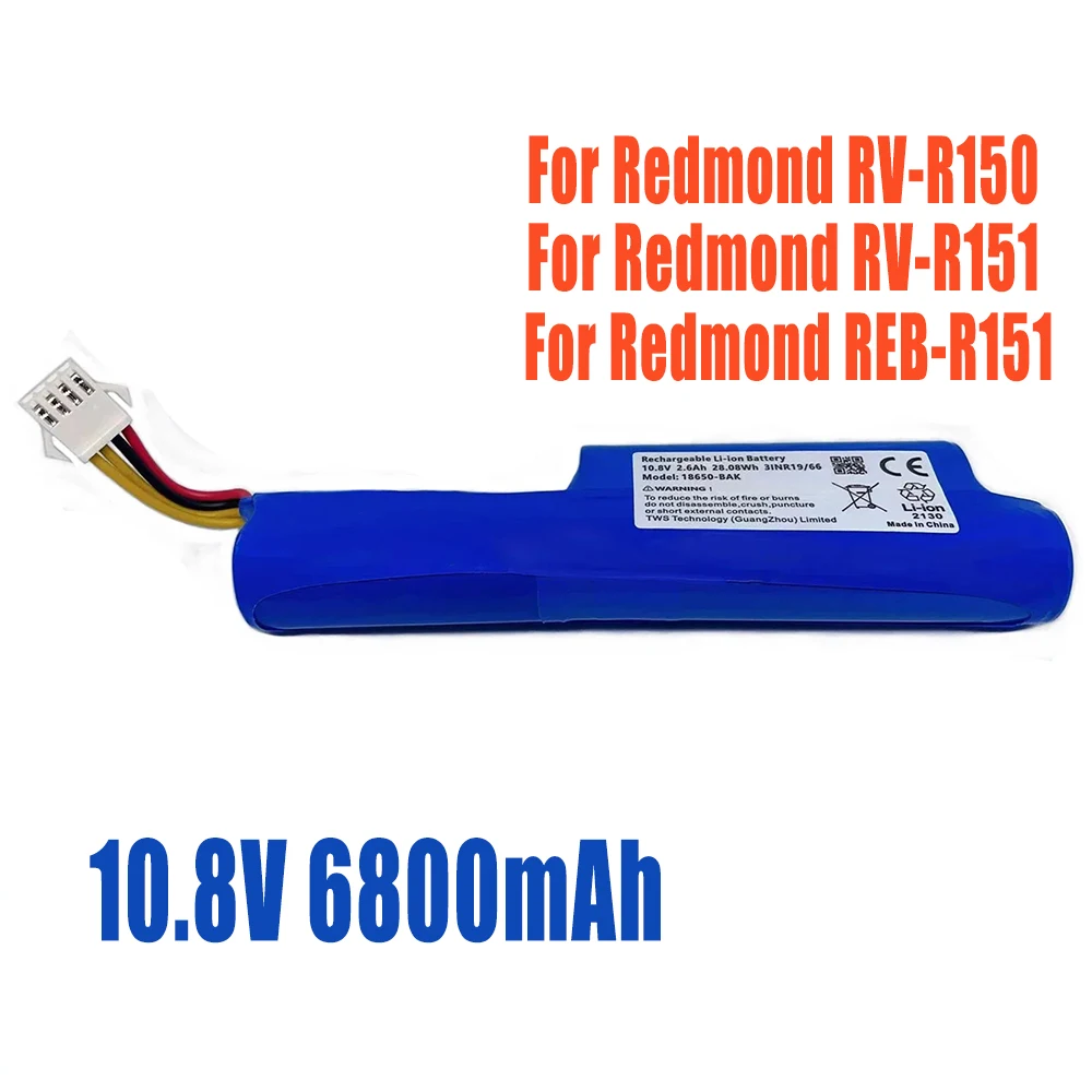 

10.8V 6800mAh Original Rechargeable Lithium Battery Suitable For Redmond Red-R150 RV-R150 RV-R151 Vacuum Cleaner