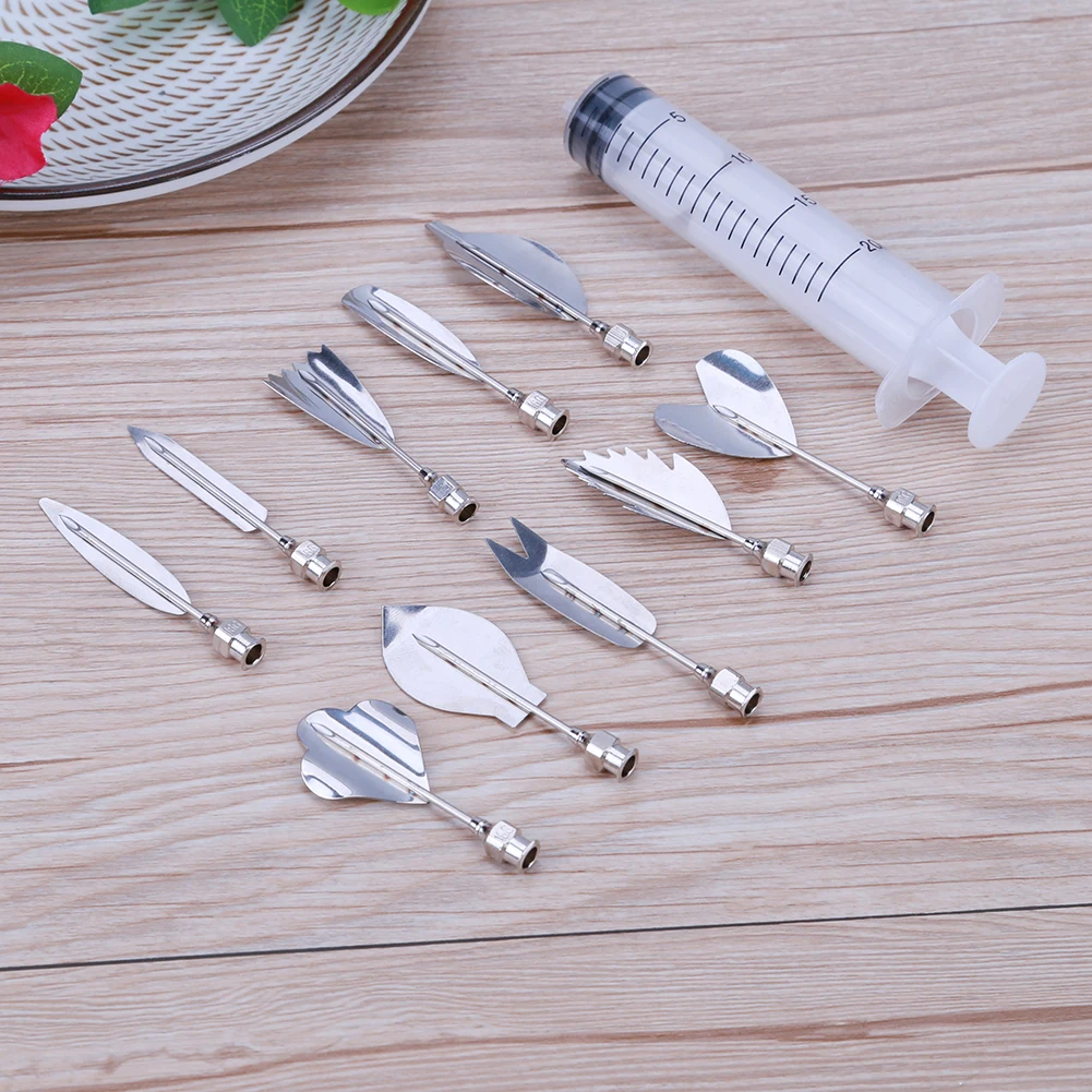 10 Boquillas para Pudín + 1 Jeringa, Herramientas para Arte en Gelatina 3D, Flores de Gelatina, Pasteles, Boquilla para Gelatina y Pudín, Utensilios de Repostería