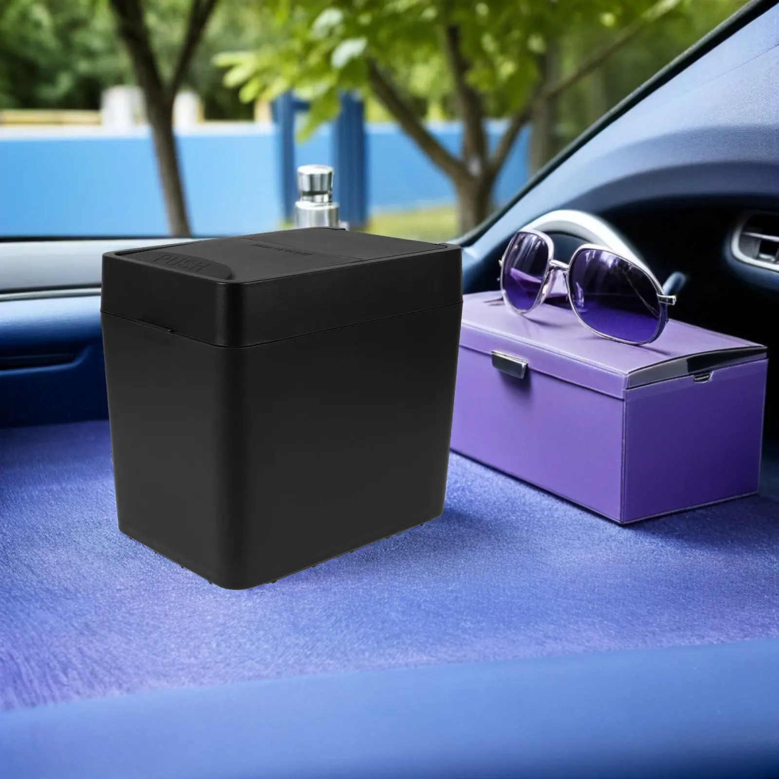 Car Trash Can Automotive Garbage Bin Compact ABS Dustbin for Vehicle Truck Van Portable One-Hand Operation Organizer Waste
