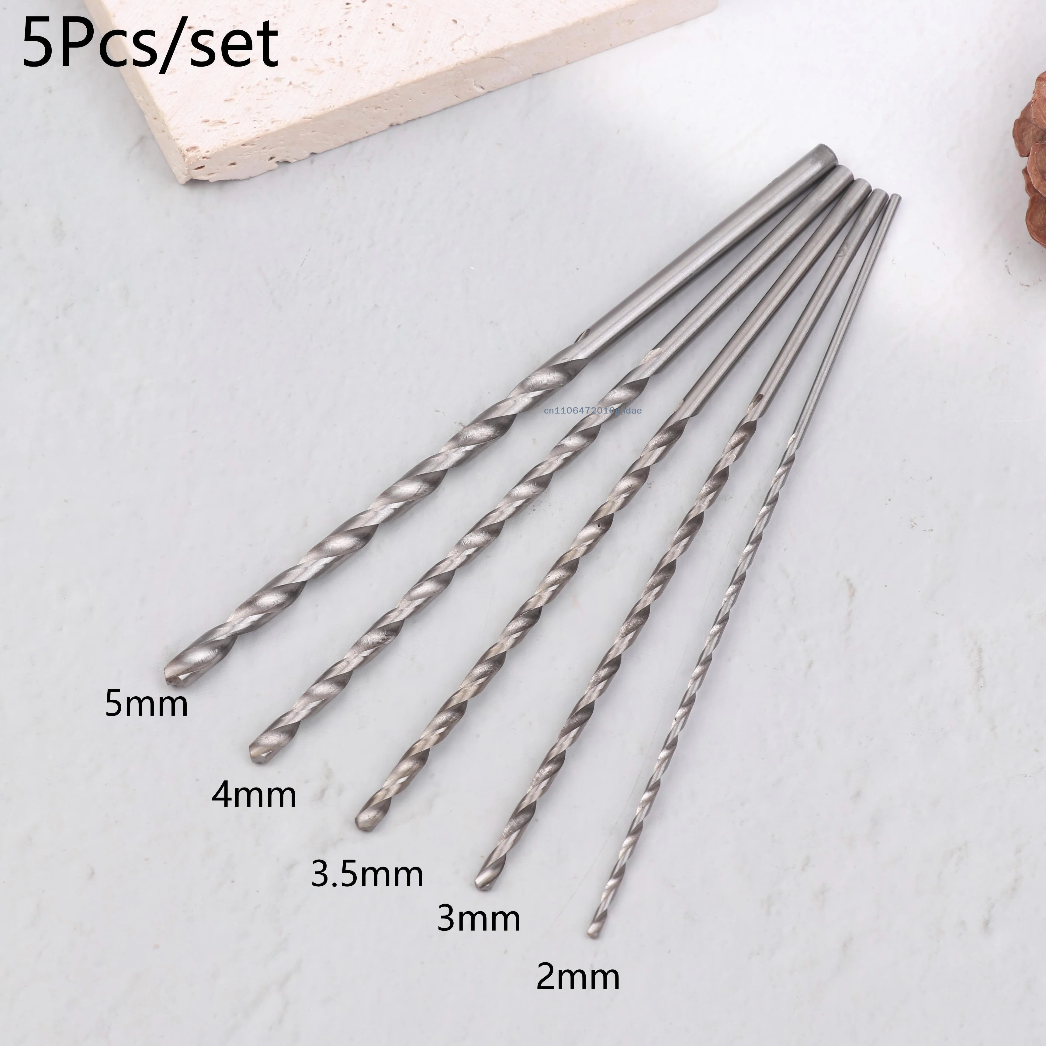 

（Summer6）5 Pcs 2mm 3mm 3.5mm 4mm 5mm Twist Drill Bit Kit For Wood Plastic Alloy Metal Woodworking Deep Hole Drilling