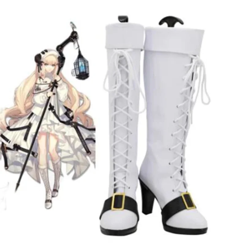 

Arknights Nightin Cosplay Boots Shoes White Women High Heel Shoes Costume Customized Accessories Halloween Party Shoes