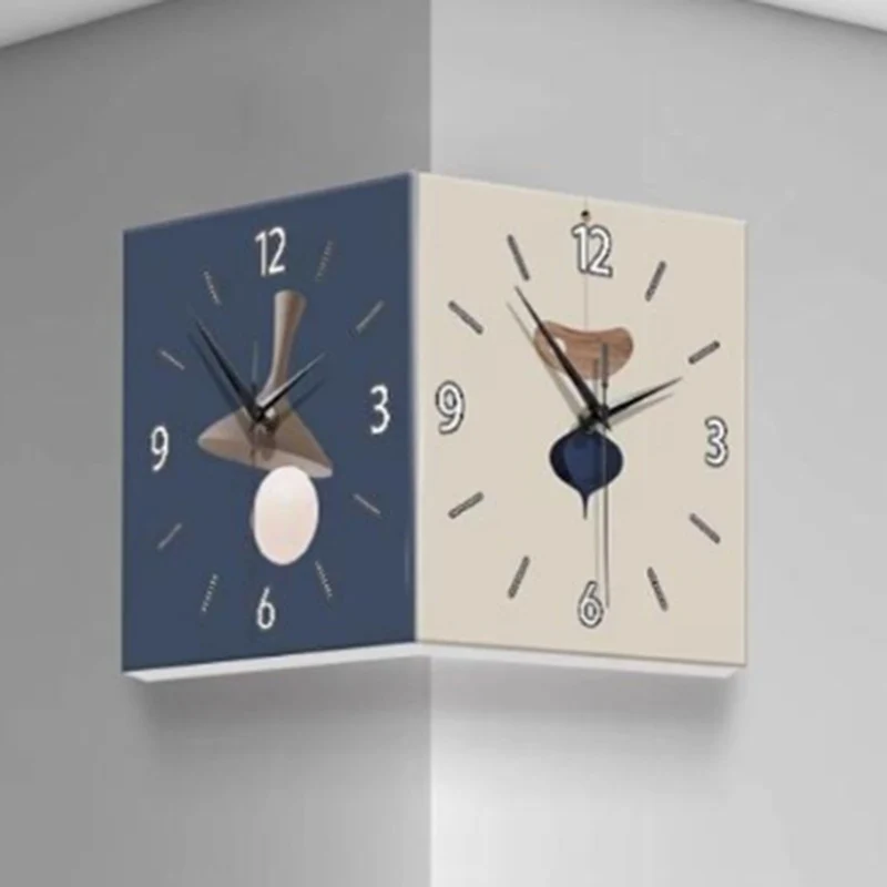 Modern Creative Corner Wall Clock Double-sided Clock Abstract Silent Art Wall Decoration for Home Elegant Room Ornaments Items