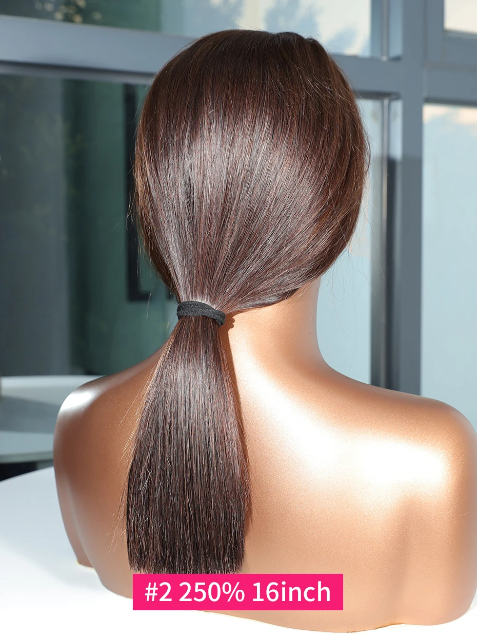 

#2 Brown Raw Hair Vietnamese 250 Density 100% Human Hair Lace Frontal Wigs Straight 13x6 13x4 Bob Wig Lace Front Human Hair Wigs