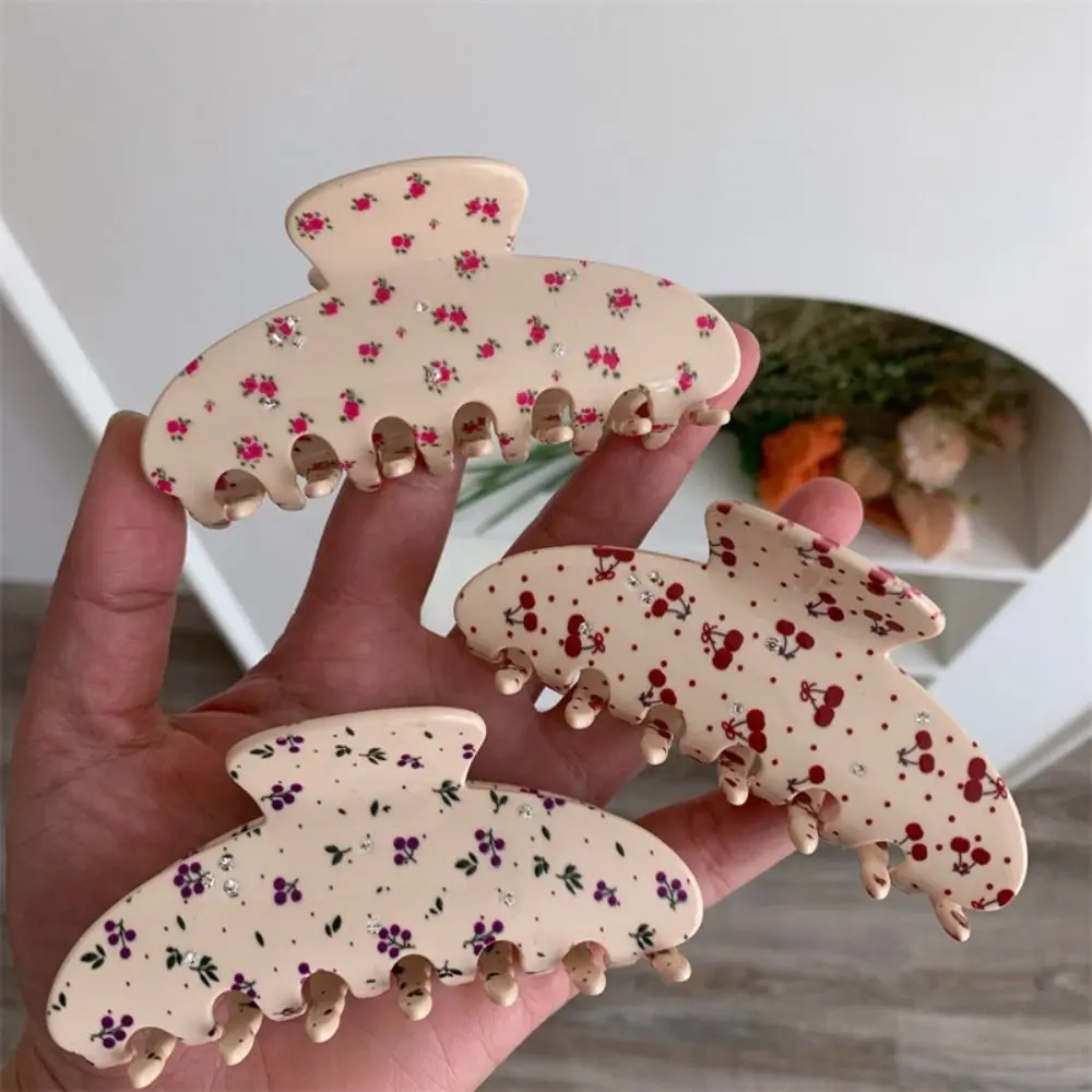 

Милая заколка-краб для волос из ацетата со стразами, маленькая заколка-краб с цветочным узором, геометрическая заколка-краб с цветами для женщин