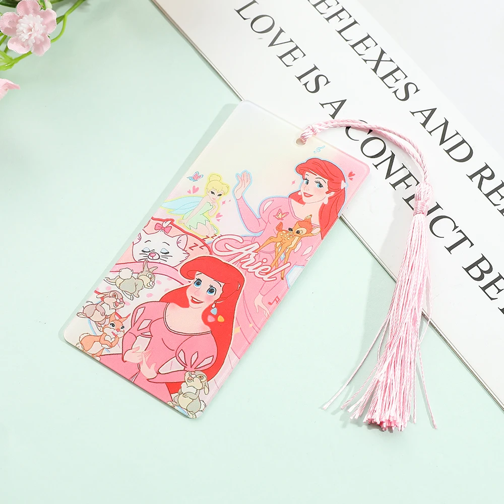 A Pequena Sereia Ariel Bookmark com Borla, Cute Acrylic Marie Cat, Bambi Hanging Drop Decor, Coleção Presentes para Mulheres e Crianças