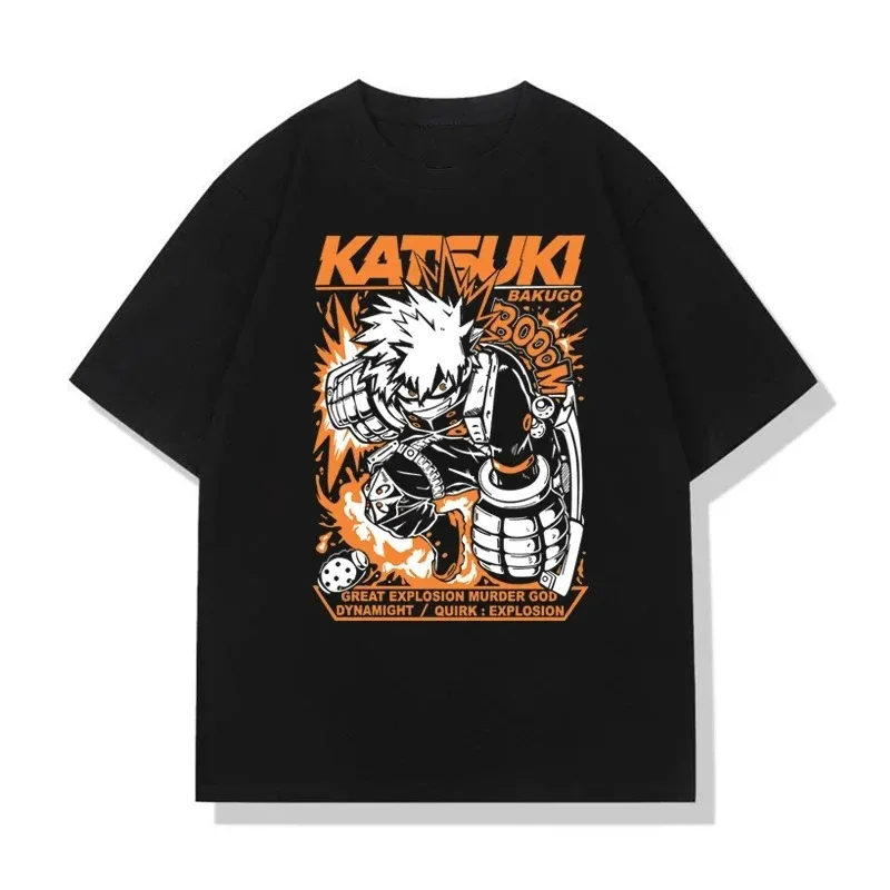 

Japanese hot Anime Bakugo Katsuki Printed Tee high quality Oversized High-end Luxury hot product Unisex Streetwear Comfortable