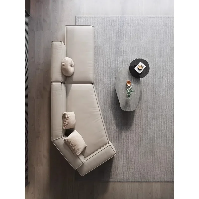 

Italian Minimalist Leather Sofa Living Room Simple Modern Visitor Designer Special-Shaped Corner Straight Oblique Corner