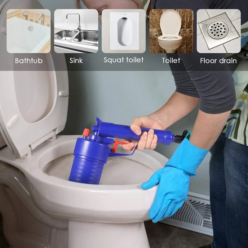 Toilet Plunger, Drain Clog Remover with 4 Sized Suckers, High Pressure Air Drain Sink Plunger, Tub Drain Cleaner Opener-A79M