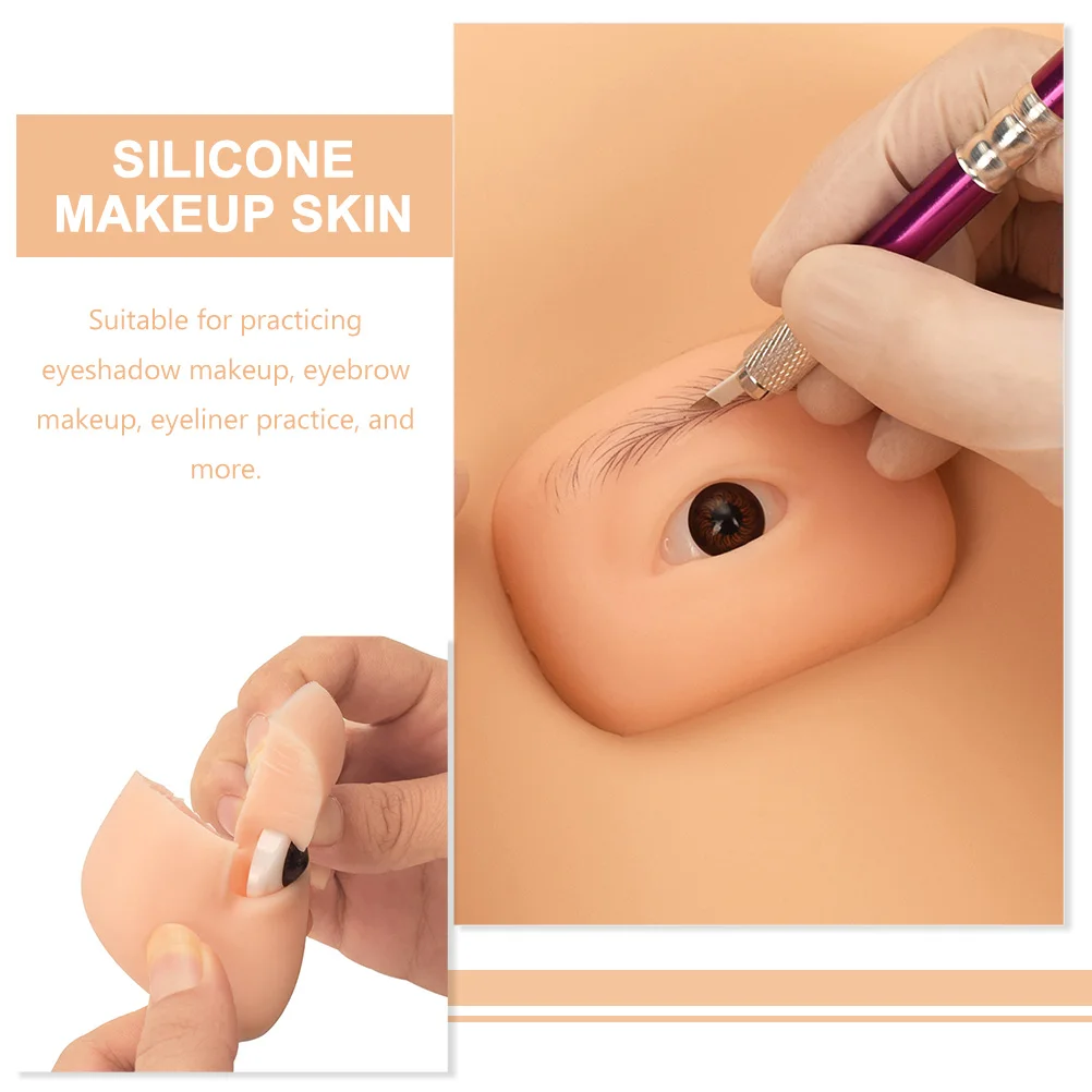 

1 Pair Silicone Eye Training Skin Blank Eyeshadow Practice Board Reusable Makeup Tool For Eyebrow Eyeliner Salon Personal Use