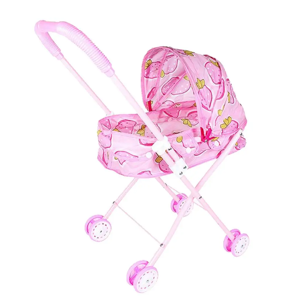 Dollhouse Miniatures Accessories Foldable Baby Carriage Toy Dolls Pram for Children’s Home Play