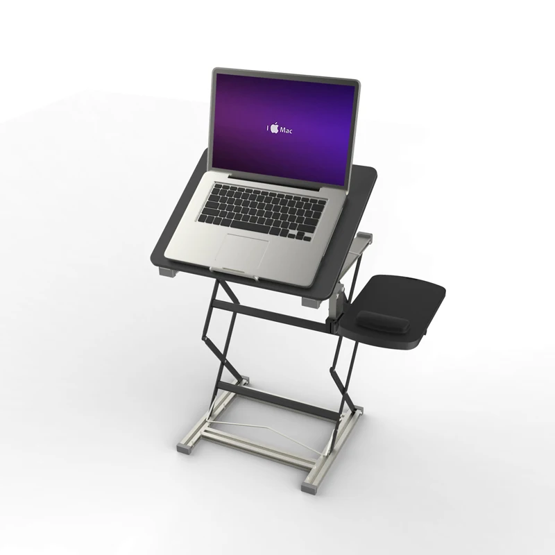 Standing computer desk with adjustable height. Standing office desk with S5 laptop stand. Folding desk with elevated stand