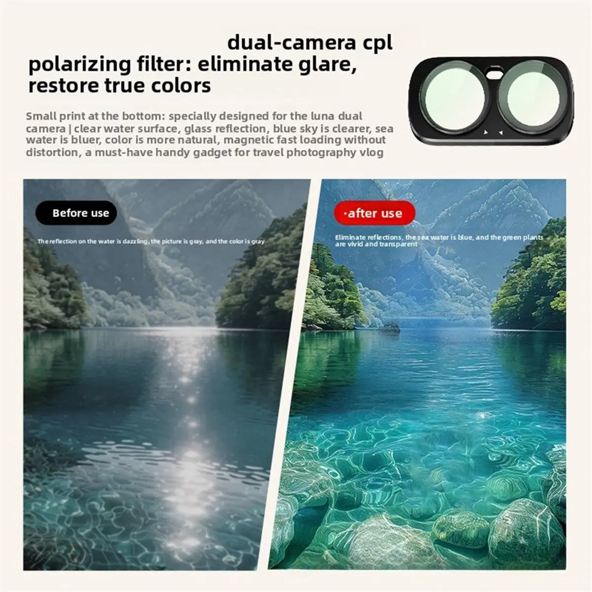Magnetic Camera Lens Filter for Luna Ultra Quick Install Action Cam Replacement Accessories ND16
