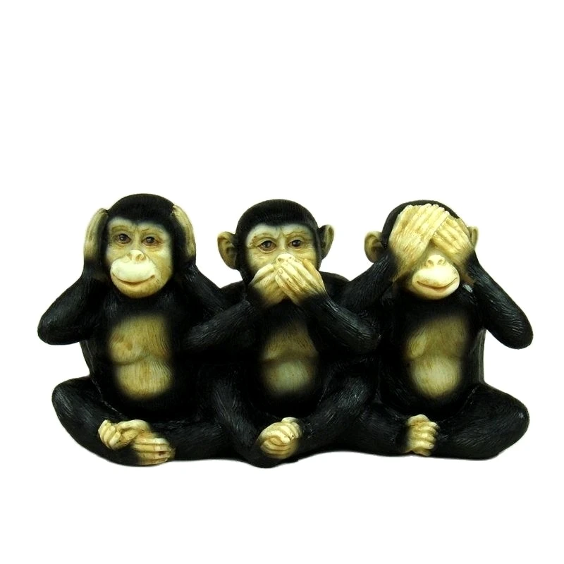 Lovely Chimpanzee Figurine Handmade Polyresin Ape Brothers Miniature Home Decor Art and Craft Wild Animal Ornament Gift