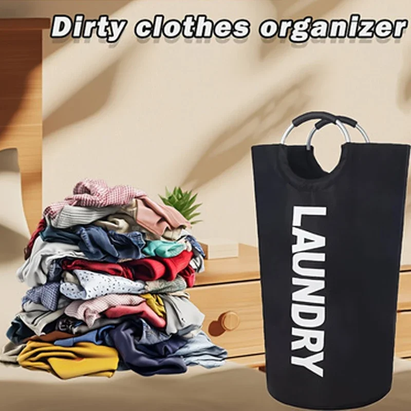 Tragbarer Wäschekorb, faltbarer Stoffbeutel für schmutzige Kleidung, Organizer mit großer Kapazität, Oxford-Aufbewahrungseimer – Detail 2