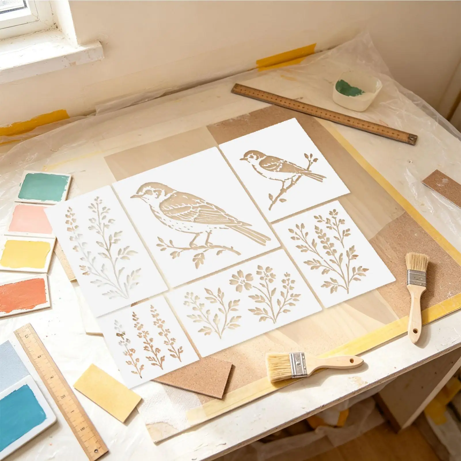 Flower Stencils For Painting DIY Reusable Garden Decoration Stencils Wall Drawing Templates For Artists Homeowners Renters