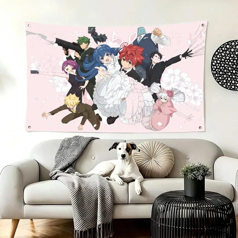 Action Comedy Anime M-Mission Yozakura Family Flags  For Living Room Home Dorm Decor Wall Outdoor Camping Party Banner Gifts