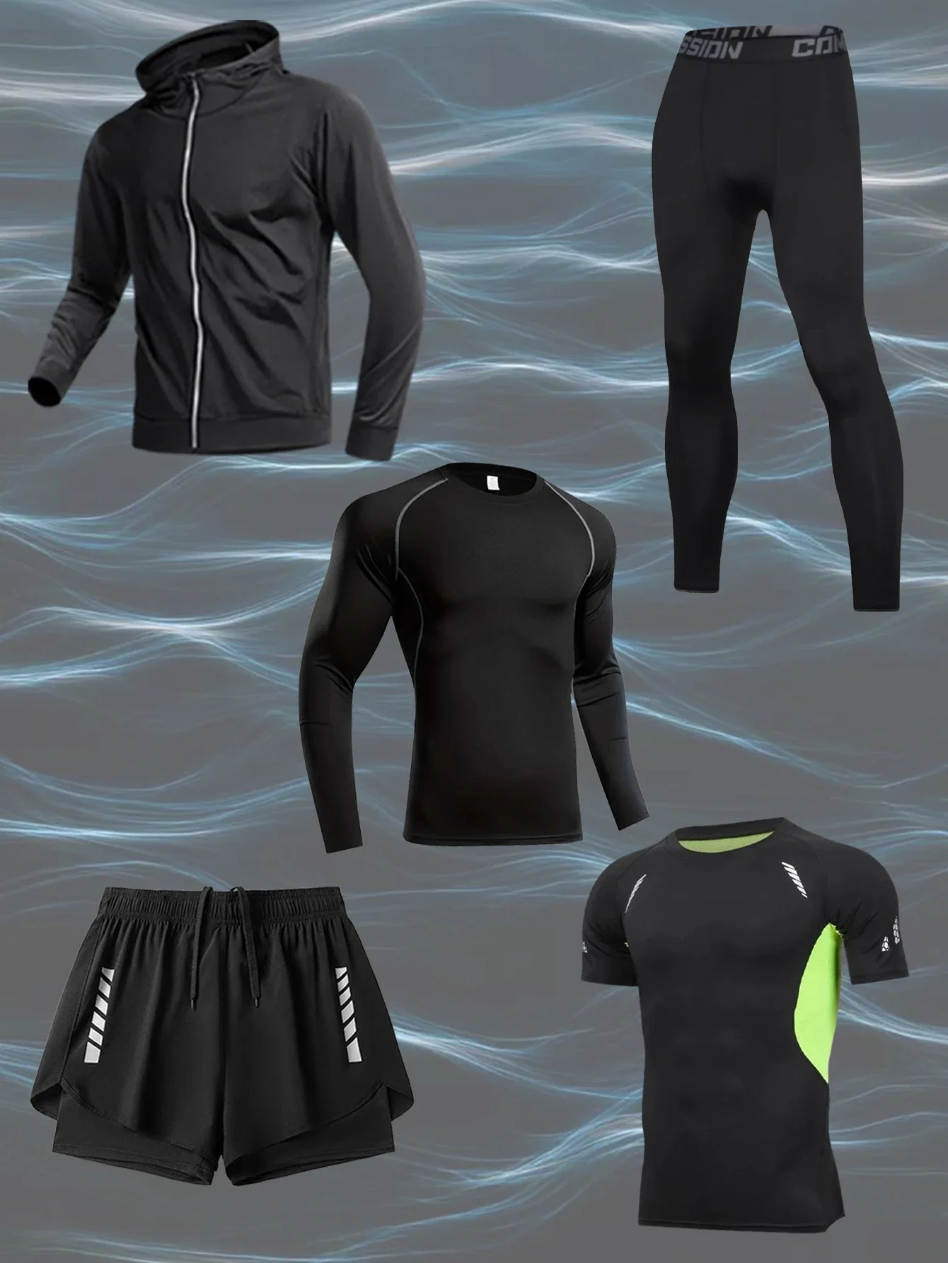 Autumn and winter sports fitness suit men, fast dry basketball running training long sleeve tight suit