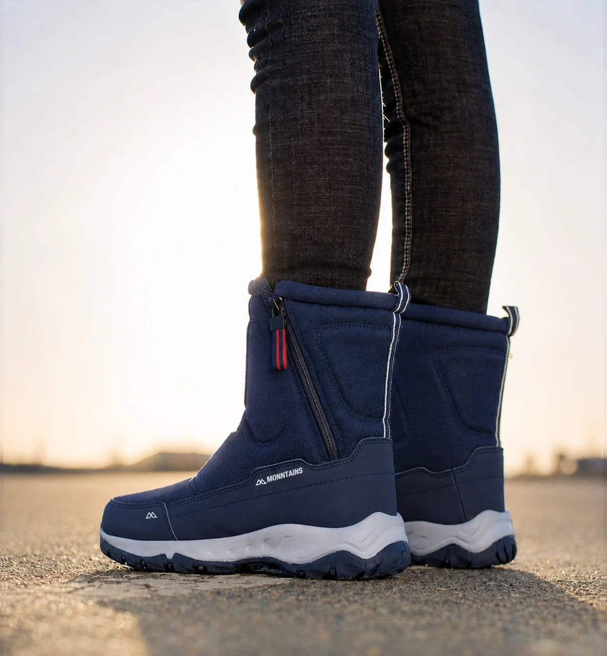 Herrenstiefel, Winterschuhe für Herren, warme Schneestiefel, kniehohe Herrenschuhe, warme Schuhe, dicke, flauschige Winterschuhe für Herren und Damen, Baumwollschuhe. – Detail 10