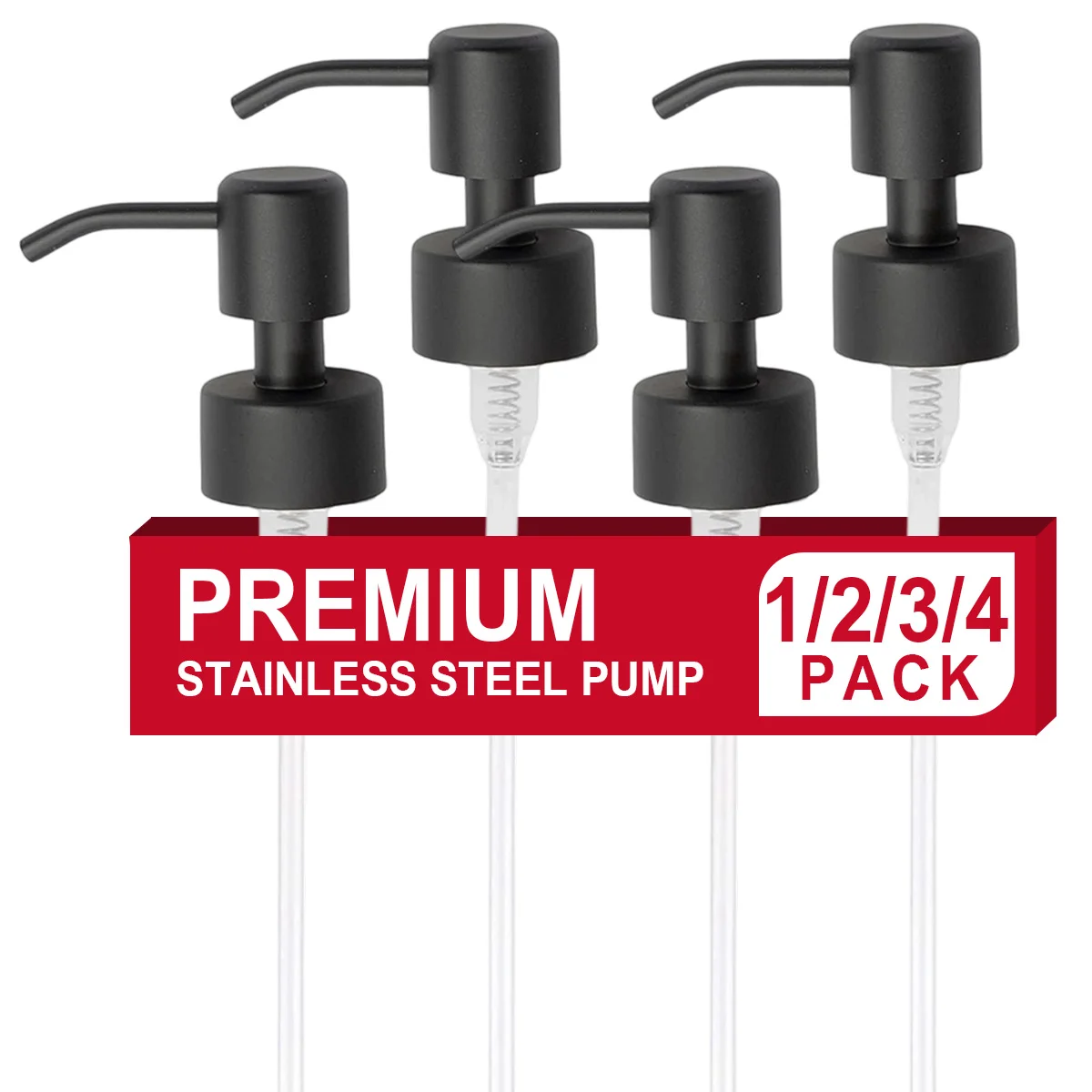 D9 12/3//4Pack Soap Dispenser Pump Replacement - Stainless Steel Soap and Lotion Dispenser Pump for Regular 28/400 Neck Bottles
