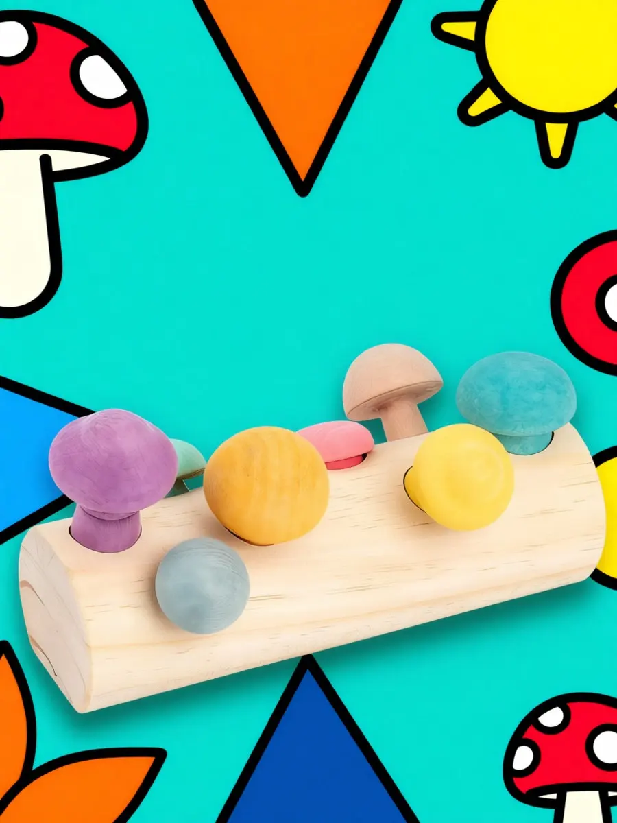 木製のきのこのおもちゃ1個。知育玩具として、創造性を育むシミュレーションゲームや、早期学習、ピッキング、マッチングなどの遊びに。赤ちゃんの教育に最適。