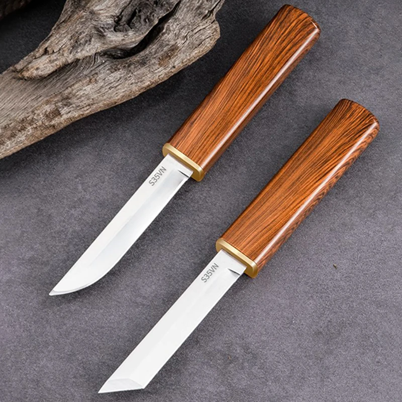 2 In 1 Multi-functional Household Fruit Knife Japanese Sharp High Hardness Hand Meat Knives Portable Outdoor Cutting Tools