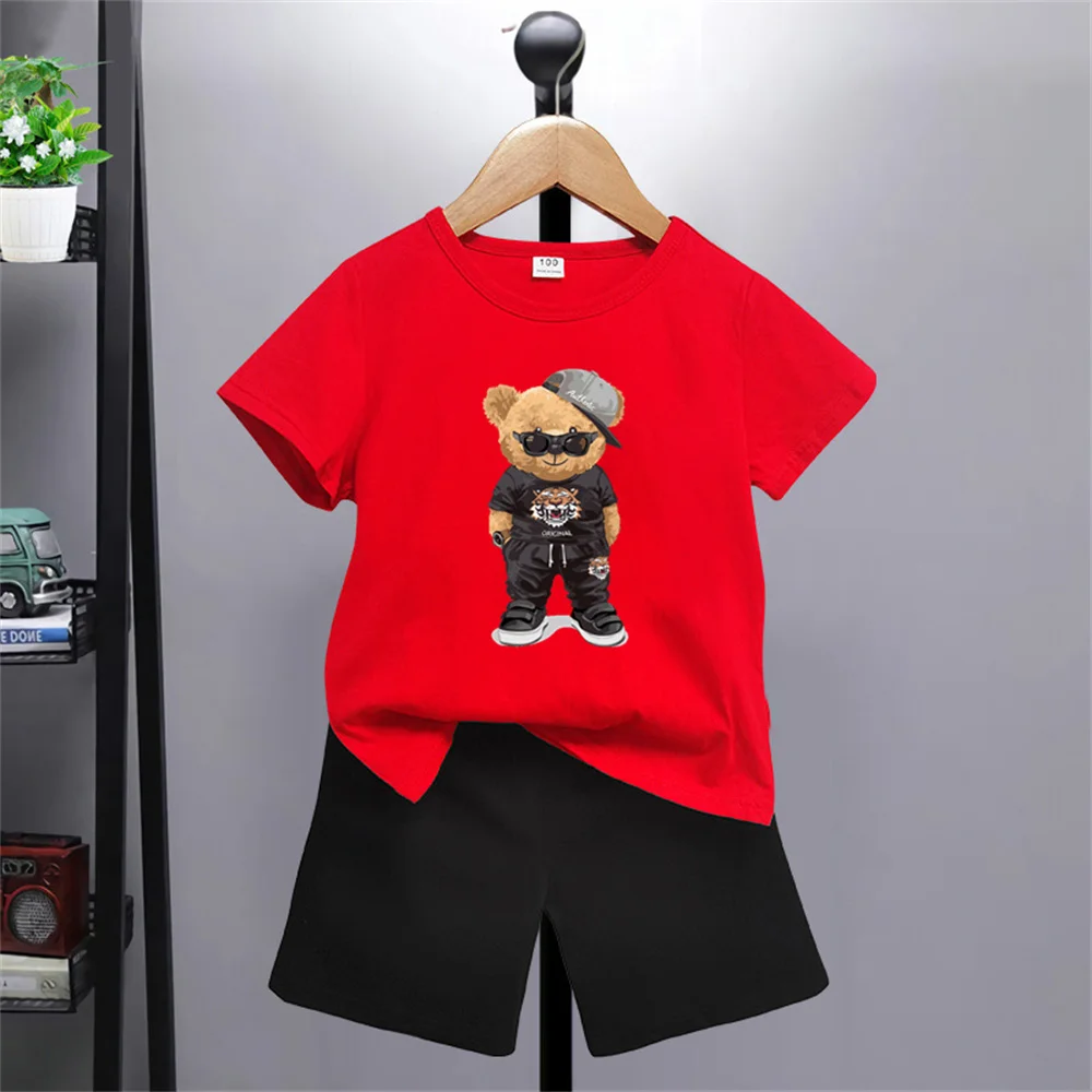 3-12 Years Old Summer Boys and Girls Printed T-shirt Cartoon Shorts European and American Style Fashion Children's Suit