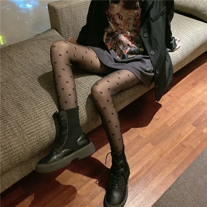 Sexy Zwarte Kousen Vrouwen Hart Stip Lolita Panty Strakke Hoge Sokken Vrouwelijke Goede Elastische Kousen Erotische Lingerie