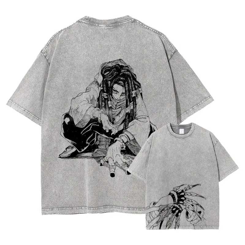 

Anime Gachiakuta T Shirt Manga Cartoon Jabber Rudo Enjin Vintage Washed Tops Tees Harajuku Short Sleeve Oversized T-shirt Cotton