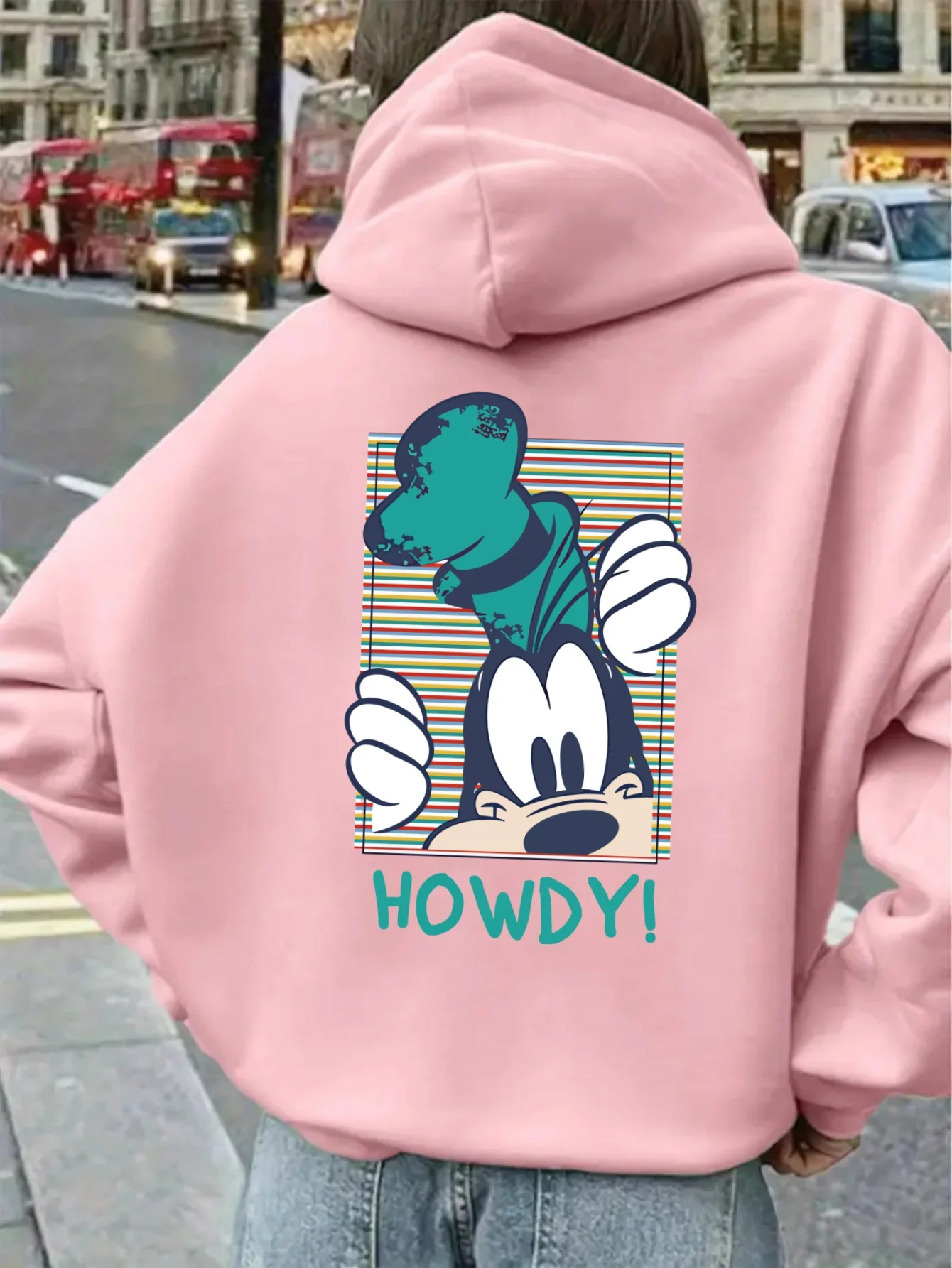 

Женская флисовая толстовка с капюшоном Disney Goofy Pattern, осенне-зимняя уличная одежда унисекс, свободная повседневная одежда большого размера