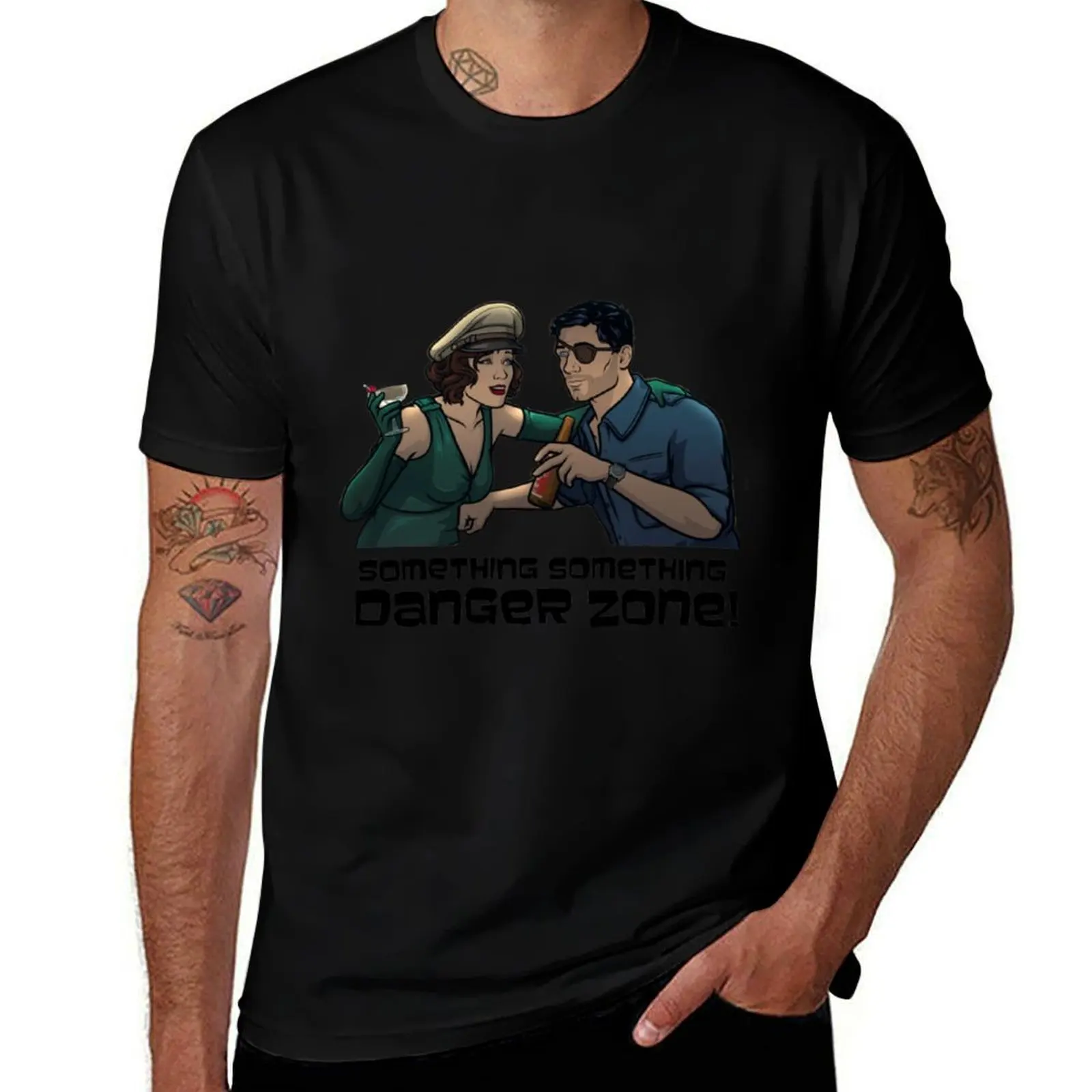 

Archer Drinking Something Something Danger Zone Archer And Cheryl Drinking At The Bar On An Island T-Shirt