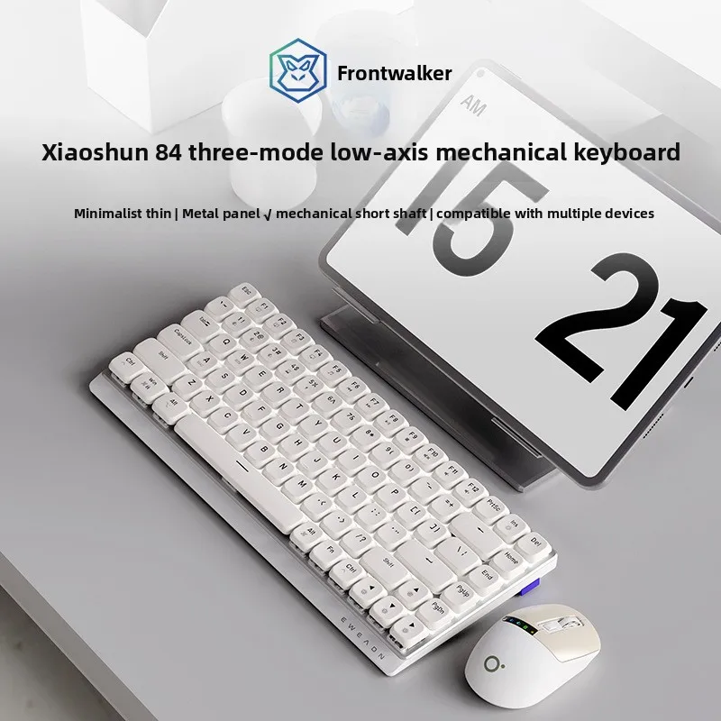 

EWEADN MK84 Ultra-Thin Low-Profile Mechanical Keyboard - Wireless Bluetooth, Quiet Typing, Low-Profile Keycaps