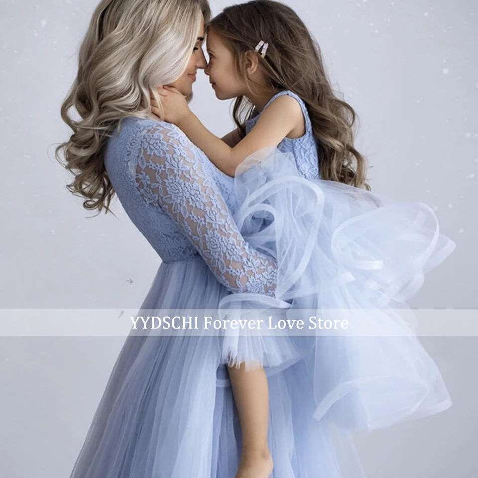 Customized Puffy Mother And Daughter Matching Dress For Wedding Party 2024 Mom And Me First Birthday Photos Shoot Prom Gowns