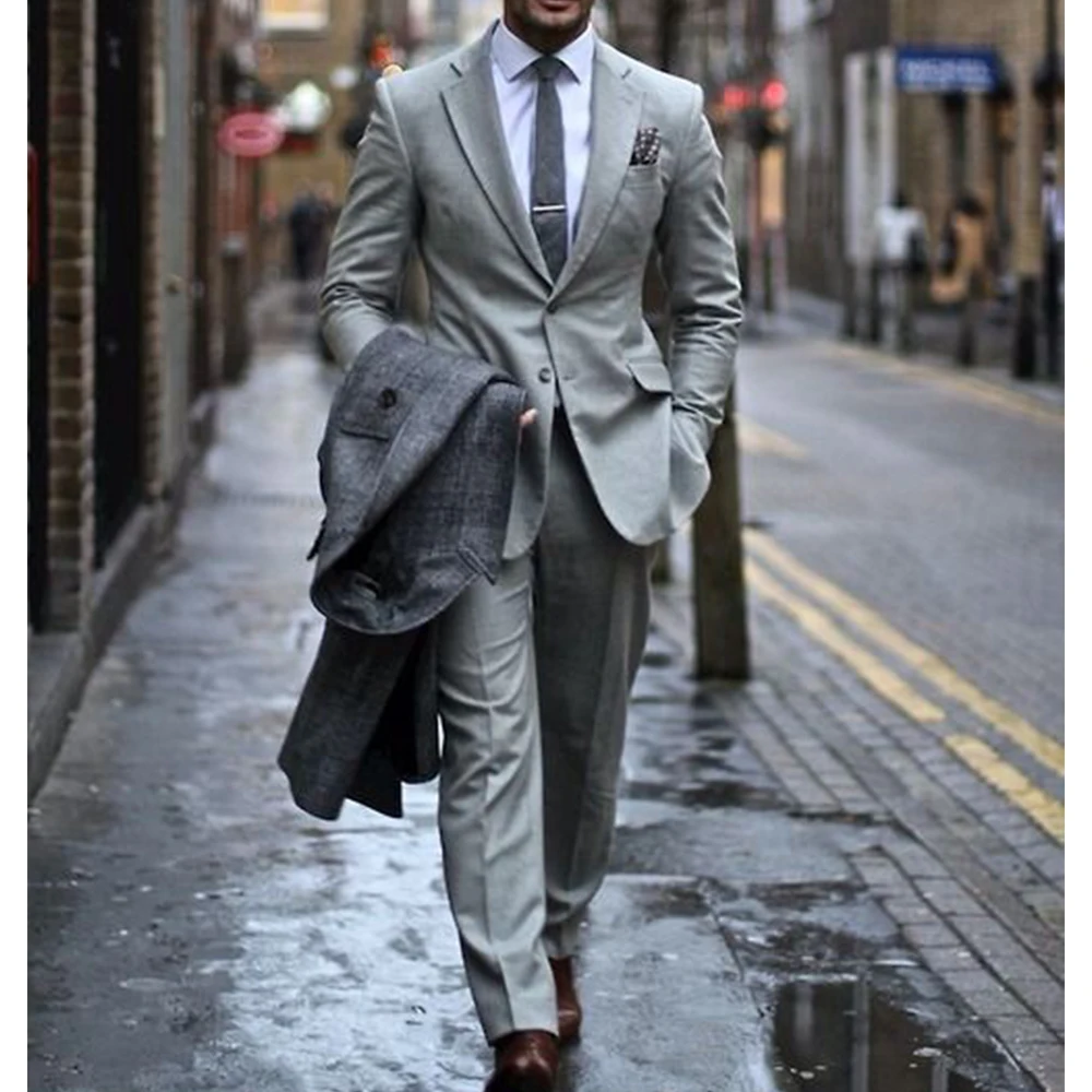 

Men Suit 2 Piece Set Notch Lapel Single Breasted Slim Fit Comfortable Business Suits Elegant Formal Blazer Pants Office Wedding