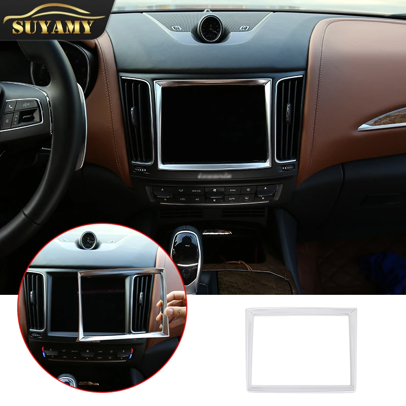 

Car Styling For Maserati Levante 2016 ABS Chrome Car Navigation GPS Screen Decorative Frame Sticker Auto Accessories
