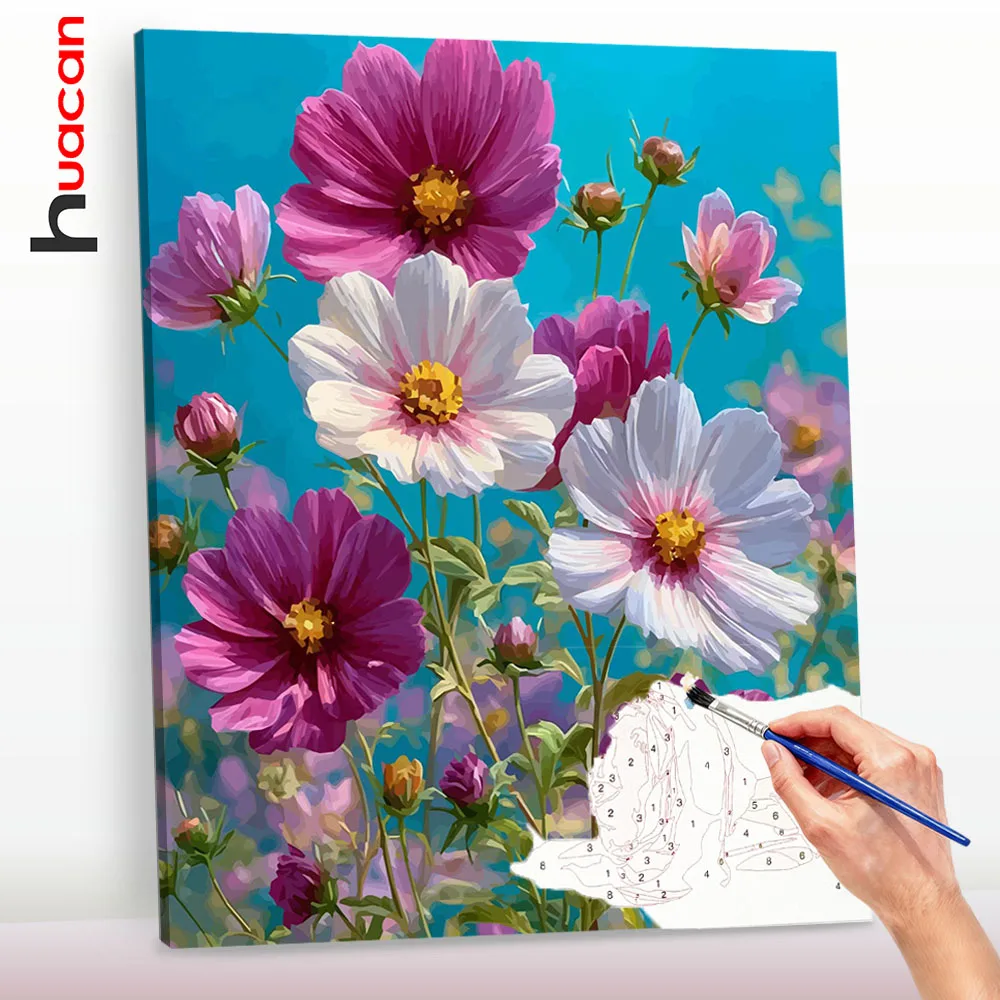 Huacan Flower Drawing By Numbers New Painting By Number Adults Landcape Decorative Paintings Handmade Gift﻿﻿﻿