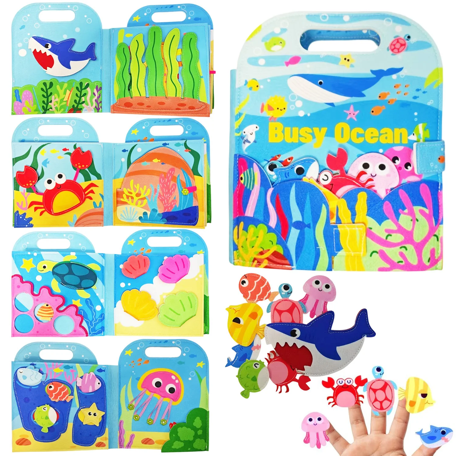 Children's baby Early Education Intelligence Learning baby Toys Felt Learning Board, Busy Board, Busy Book, Cloth Book, including Life Skills, Alphabet, Numbers, Shapes Colors, Animals, Weather, Toddler Travel Toys, Birthday Gifts, Holiday Gifts