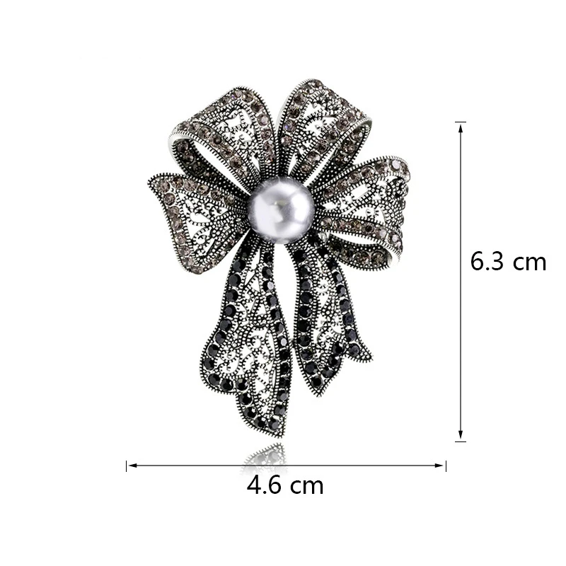 Vintage Rhinestone Pearl Bowknot Brooches For Women Clothing Coat Jewelry Party Accessries Gifts