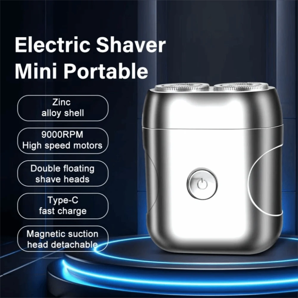 

Portable Ultra Clean Double Head Razor Washable Silent Electric Shaver Quiet Operations Digital Display Mini Shaving Men